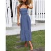 imageZESICA Womens Summer Strapless Dress Off Shoulder Sleeveless High Waist Solid Color Beach Long DressesDustyblue