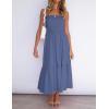 imageZESICA Womens Summer Strapless Dress Off Shoulder Sleeveless High Waist Solid Color Beach Long DressesDustyblue
