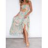 imageZESICA Womens Summer Strapless Dress Off Shoulder Sleeveless High Waist Solid Color Beach Long DressesFloral1
