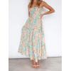 imageZESICA Womens Summer Strapless Dress Off Shoulder Sleeveless High Waist Solid Color Beach Long DressesFloral1