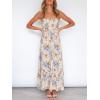 imageZESICA Womens Summer Strapless Dress Off Shoulder Sleeveless High Waist Solid Color Beach Long DressesFloral3