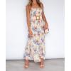 imageZESICA Womens Summer Strapless Dress Off Shoulder Sleeveless High Waist Solid Color Beach Long DressesFloral3