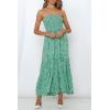 imageZESICA Womens Summer Strapless Dress Off Shoulder Sleeveless High Waist Solid Color Beach Long DressesGreen