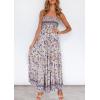 imageZESICA Womens Summer Strapless Dress Off Shoulder Sleeveless High Waist Solid Color Beach Long DressesLavender