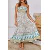 imageZESICA Womens Summer Strapless Dress Off Shoulder Sleeveless High Waist Solid Color Beach Long DressesLight Green