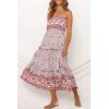 imageZESICA Womens Summer Strapless Dress Off Shoulder Sleeveless High Waist Solid Color Beach Long DressesPink