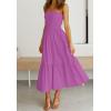 imageZESICA Womens Summer Strapless Dress Off Shoulder Sleeveless High Waist Solid Color Beach Long DressesPurple