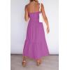 imageZESICA Womens Summer Strapless Dress Off Shoulder Sleeveless High Waist Solid Color Beach Long DressesPurple