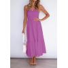 imageZESICA Womens Summer Strapless Dress Off Shoulder Sleeveless High Waist Solid Color Beach Long DressesPurple