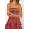 imageZESICA Womens Summer Strapless Dress Off Shoulder Sleeveless High Waist Solid Color Beach Long DressesRed