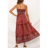 imageZESICA Womens Summer Strapless Dress Off Shoulder Sleeveless High Waist Solid Color Beach Long DressesRed