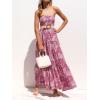 imageZESICA Womens Summer Strapless Dress Off Shoulder Sleeveless High Waist Solid Color Beach Long DressesRosepink