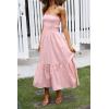 imageZESICA Womens Summer Strapless Dress Off Shoulder Sleeveless High Waist Solid Color Beach Long DressesSolid Blush Pink