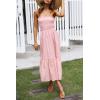 imageZESICA Womens Summer Strapless Dress Off Shoulder Sleeveless High Waist Solid Color Beach Long DressesSolid Blush Pink