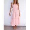 imageZESICA Womens Summer Strapless Dress Off Shoulder Sleeveless High Waist Solid Color Beach Long DressesSolid Blush Pink