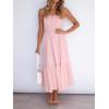imageZESICA Womens Summer Strapless Dress Off Shoulder Sleeveless High Waist Solid Color Beach Long DressesSolid Blush Pink