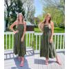 imageZESICA Womens Summer Strapless Dress Off Shoulder Sleeveless High Waist Solid Color Beach Long DressesSolidarmygreen