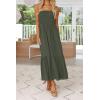 imageZESICA Womens Summer Strapless Dress Off Shoulder Sleeveless High Waist Solid Color Beach Long DressesSolidarmygreen