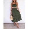 imageZESICA Womens Summer Strapless Dress Off Shoulder Sleeveless High Waist Solid Color Beach Long DressesSolidarmygreen