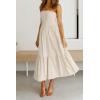 imageZESICA Womens Summer Strapless Dress Off Shoulder Sleeveless High Waist Solid Color Beach Long DressesSolidbeige