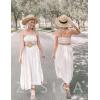 imageZESICA Womens Summer Strapless Dress Off Shoulder Sleeveless High Waist Solid Color Beach Long DressesSolidbeige