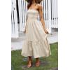 imageZESICA Womens Summer Strapless Dress Off Shoulder Sleeveless High Waist Solid Color Beach Long DressesSolidbeige