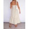 imageZESICA Womens Summer Strapless Dress Off Shoulder Sleeveless High Waist Solid Color Beach Long DressesSolidbeige