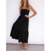 imageZESICA Womens Summer Strapless Dress Off Shoulder Sleeveless High Waist Solid Color Beach Long DressesSolidblack