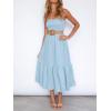 imageZESICA Womens Summer Strapless Dress Off Shoulder Sleeveless High Waist Solid Color Beach Long DressesSolidblue