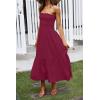 imageZESICA Womens Summer Strapless Dress Off Shoulder Sleeveless High Waist Solid Color Beach Long DressesSolidfuchsia