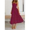 imageZESICA Womens Summer Strapless Dress Off Shoulder Sleeveless High Waist Solid Color Beach Long DressesSolidfuchsia