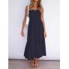imageZESICA Womens Summer Strapless Dress Off Shoulder Sleeveless High Waist Solid Color Beach Long DressesSolidnavy