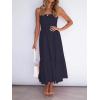 imageZESICA Womens Summer Strapless Dress Off Shoulder Sleeveless High Waist Solid Color Beach Long DressesSolidnavy