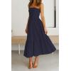 imageZESICA Womens Summer Strapless Dress Off Shoulder Sleeveless High Waist Solid Color Beach Long DressesSolidnavy