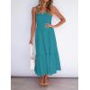 imageZESICA Womens Summer Strapless Dress Off Shoulder Sleeveless High Waist Solid Color Beach Long DressesSolidpeacock