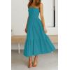imageZESICA Womens Summer Strapless Dress Off Shoulder Sleeveless High Waist Solid Color Beach Long DressesSolidpeacock