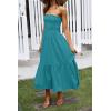 imageZESICA Womens Summer Strapless Dress Off Shoulder Sleeveless High Waist Solid Color Beach Long DressesSolidpeacock