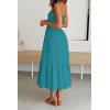 imageZESICA Womens Summer Strapless Dress Off Shoulder Sleeveless High Waist Solid Color Beach Long DressesSolidpeacock
