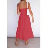 imageZESICA Womens Summer Strapless Dress Off Shoulder Sleeveless High Waist Solid Color Beach Long DressesWatermelon