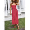 imageZESICA Womens Summer Strapless Dress Off Shoulder Sleeveless High Waist Solid Color Beach Long DressesWatermelon