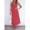 imageZESICA Womens Summer Strapless Dress Off Shoulder Sleeveless High Waist Solid Color Beach Long DressesWatermelon
