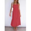 imageZESICA Womens Summer Strapless Dress Off Shoulder Sleeveless High Waist Solid Color Beach Long DressesWatermelon