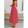 imageZESICA Womens Summer Strapless Dress Off Shoulder Sleeveless High Waist Solid Color Beach Long DressesWatermelon