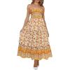 imageZESICA Womens Summer Strapless Dress Off Shoulder Sleeveless High Waist Solid Color Beach Long DressesYellow