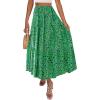 imageZESICA Womens 2025 Summer Plaid Flower Elastic High Waist Flowy A Line Maxi Skirt with PocketsGrassgreen