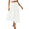 imageZESICA Womens 2025 Summer Plaid Flower Elastic High Waist Flowy A Line Maxi Skirt with PocketsWhite