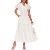imageZESICA Womens Summer Casual Maxi Dress 2025 Puff Short Sleeve V Neck Ruffle Tiered Flowy Boho Beach DressesWhite