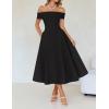 imageZESICA Cocktail Dresses for Womens Elegant Off Shoulder Short Sleeve Swing A Line Wedding Evening Party Midi DressBlack