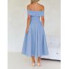 imageZESICA Cocktail Dresses for Womens Elegant Off Shoulder Short Sleeve Swing A Line Wedding Evening Party Midi DressBlue