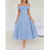 imageZESICA Cocktail Dresses for Womens Elegant Off Shoulder Short Sleeve Swing A Line Wedding Evening Party Midi DressBlue
